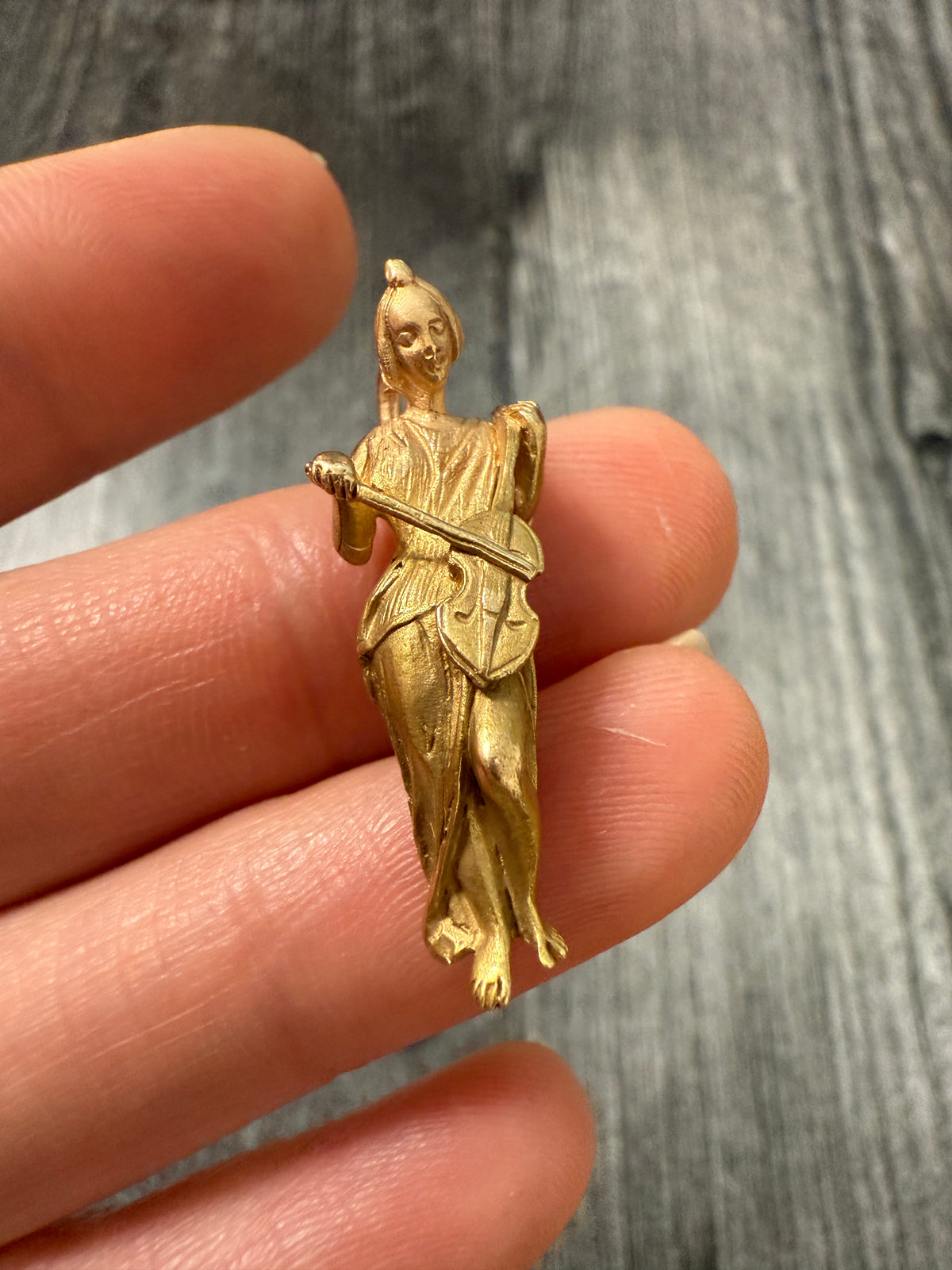 Art Deco 14K Gold Musician, Goddess Charm