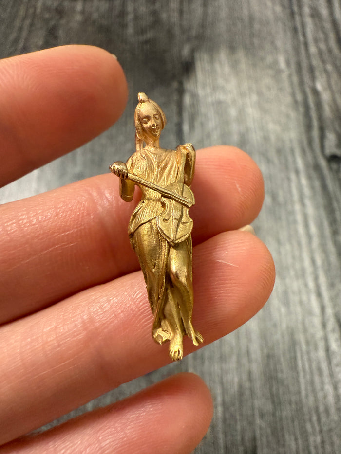 Art Deco 14K Gold Musician, Goddess Charm