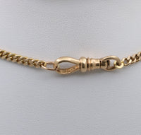 Art Deco 14K Gold Curb Link Watch Chain, 22” Long
