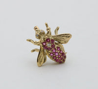 Vintage Ruby and Diamond Bee Pin, 14K Gold