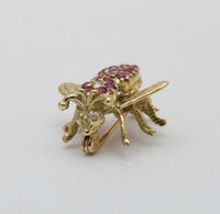 Vintage Ruby and Diamond Bee Pin, 14K Gold
