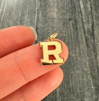 Custom A/O Varsity Block Font 14K Gold Initial R Charm