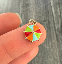 Enamel and 14K Gold Beach Umbrella Charm