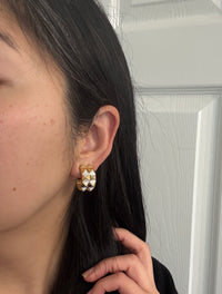 Vintage Diamond and 18K Gold Double Row Pyramid Earrings