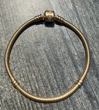 Tubular 14K Gold Snake Style Bracelet, 7" Long