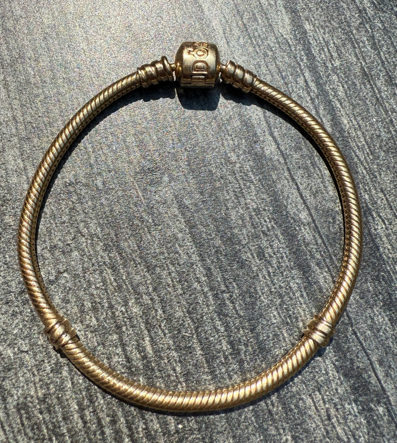 Tubular 14K Gold Snake Style Bracelet, 7" Long