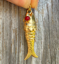 Vintage 18K Gold Articulated Fish Charm