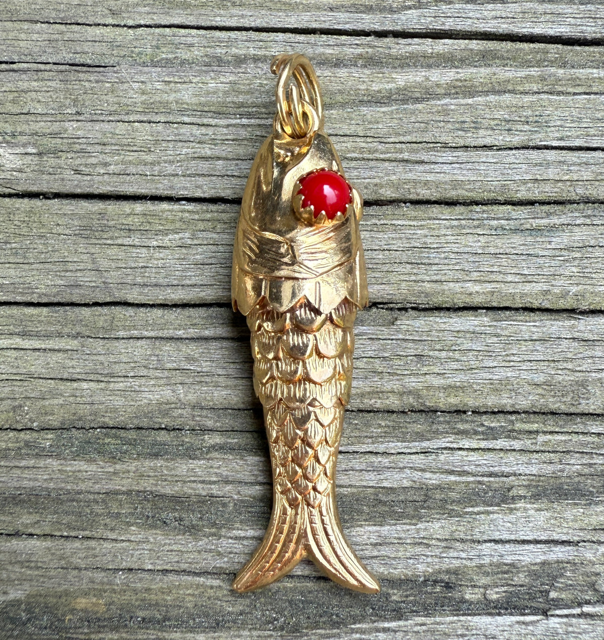 Vintage 18K Gold Articulated Fish Charm