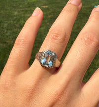 Art Deco Aquamarine and 14K White Gold Ring
