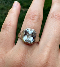 Art Deco Aquamarine and 14K White Gold Ring