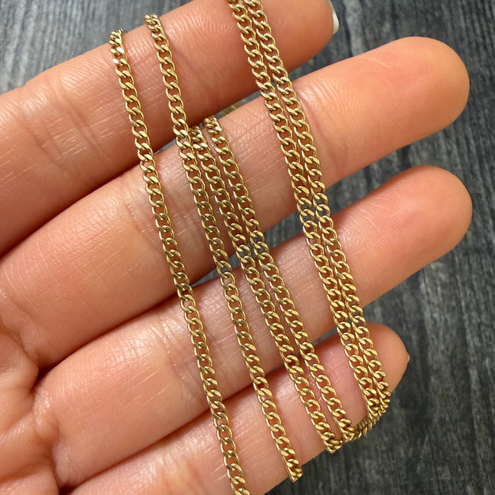 Vintage 14K Gold Curb Link Chain, 24.25" Long