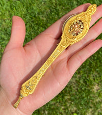 French Art Nouveau 18K Gold Rose Motif Lorgnette Pendant