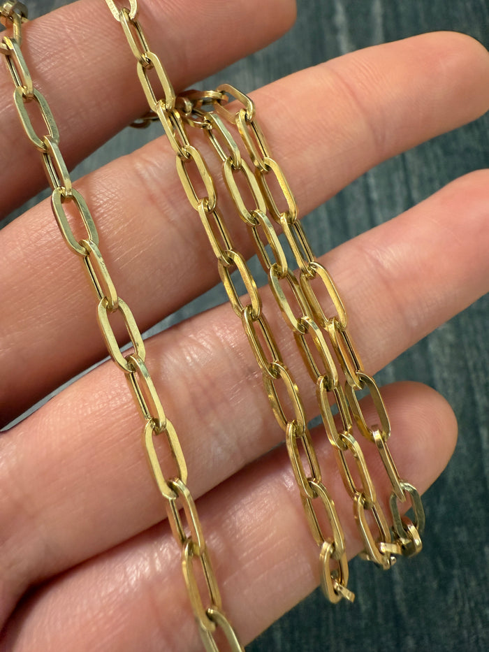 14K Gold Paperclip Chain, 18" Long