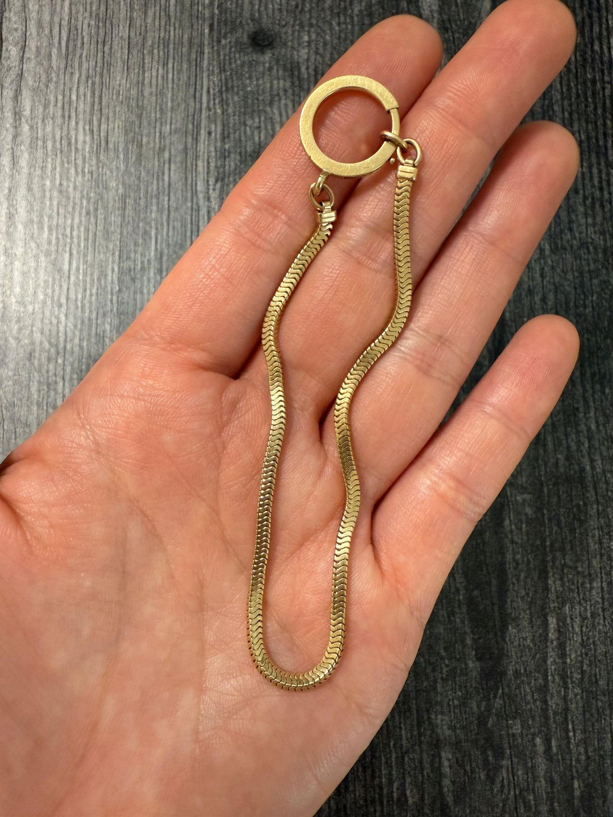 Vintage Forstner 14K Gold Squared Snake Bracelet with Oversized Bolt Ring