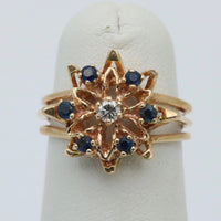 Sapphire and Diamond Snowflake Ring