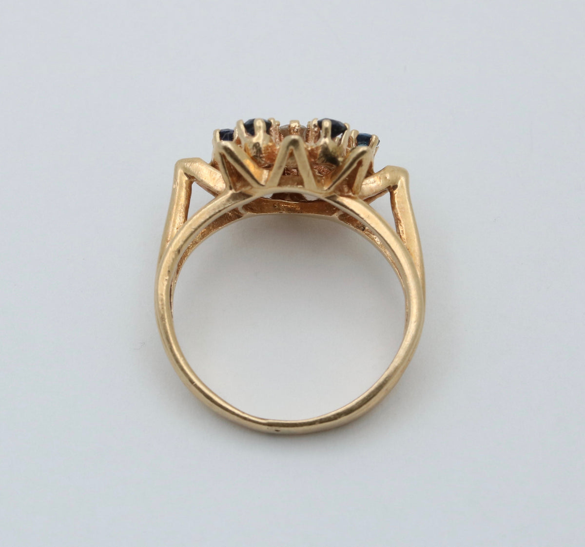 Sapphire and Diamond Snowflake Ring