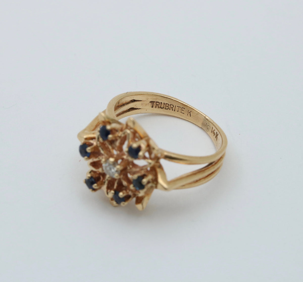 Sapphire and Diamond Snowflake Ring