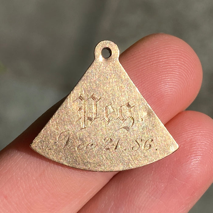 Victorian 14K Gold and Enamel Fan Charm