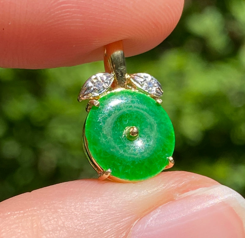 Jade Disc and Diamond Pendant