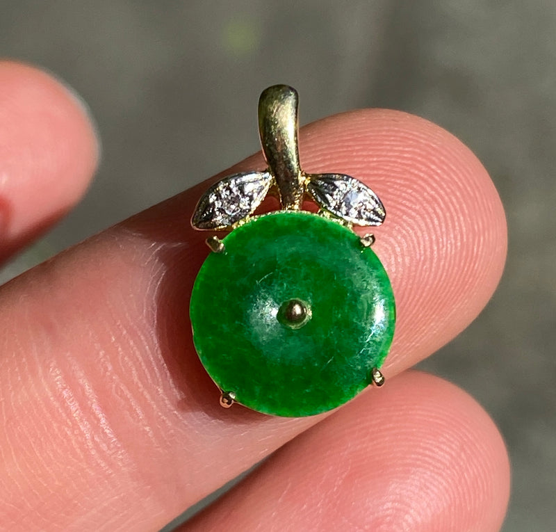 Jade Disc and Diamond Pendant