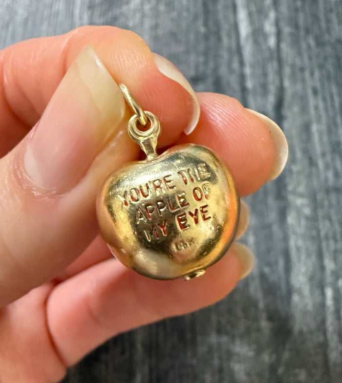 Large Vintage Enamel "YOU'RE THE APPLE OF MY EYE" Charm