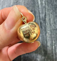 Large Vintage Enamel "YOU'RE THE APPLE OF MY EYE" Charm