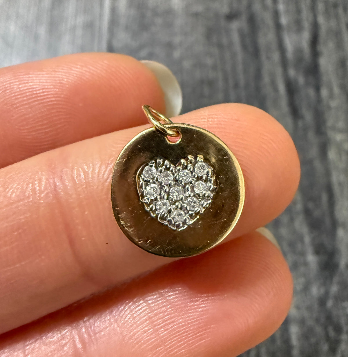Diamond Pave Heart Disc Charm (S)