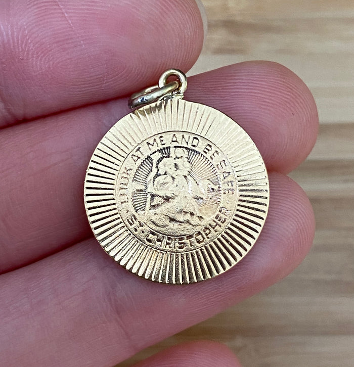 Vintage 14K Gold Radiant St. Christopher Charm