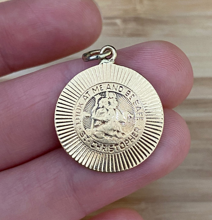 Vintage 14K Gold Radiant St. Christopher Charm