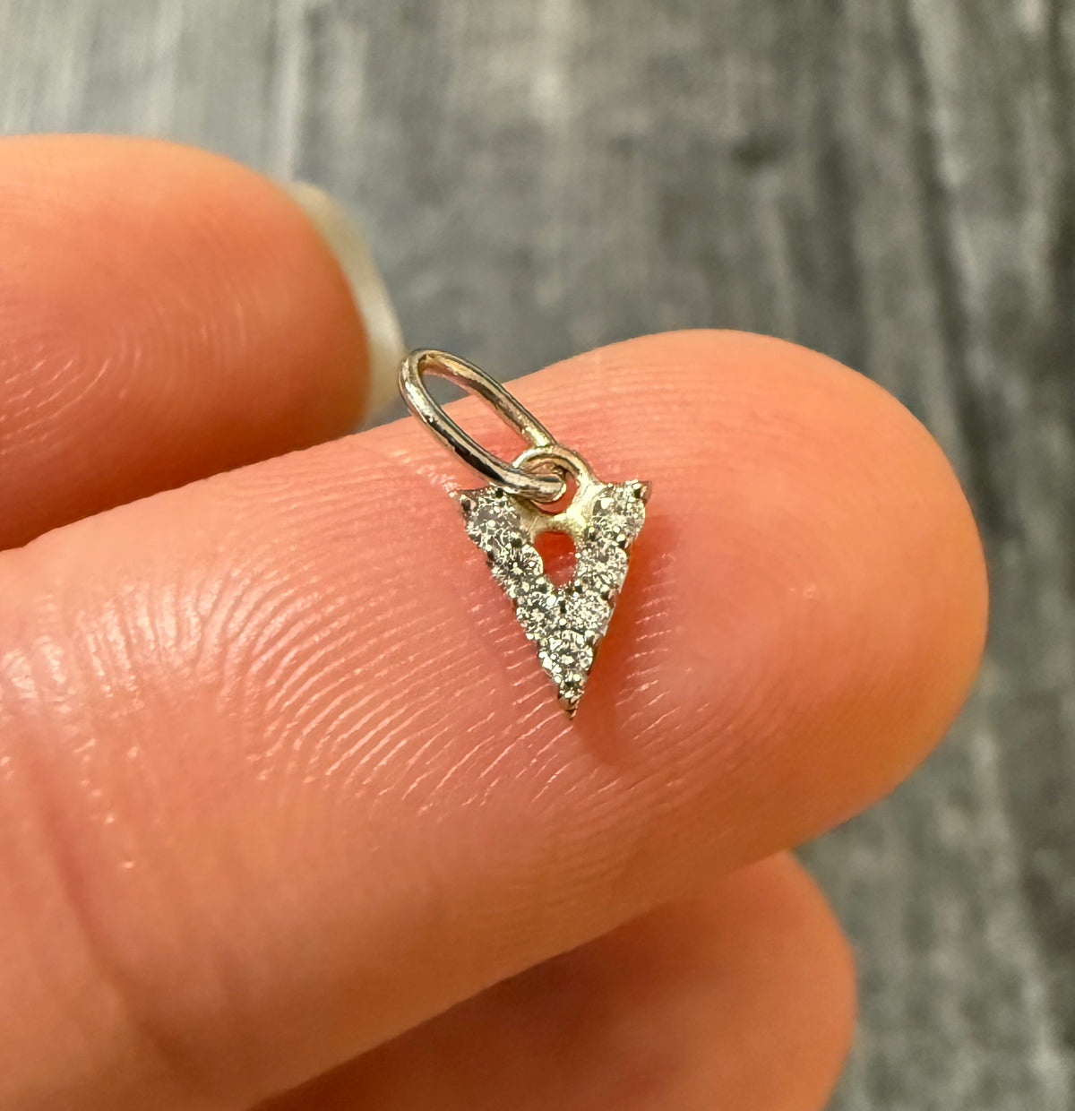 Mini Diamond and 18K White Gold Initial "V" Charm (S)