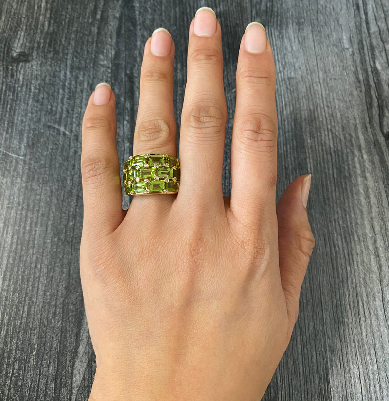 French Poiray Peridot and Diamond Dome Ring