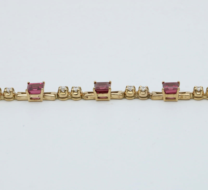 Vintage Rhodolite Garnet and Diamond Bracelet