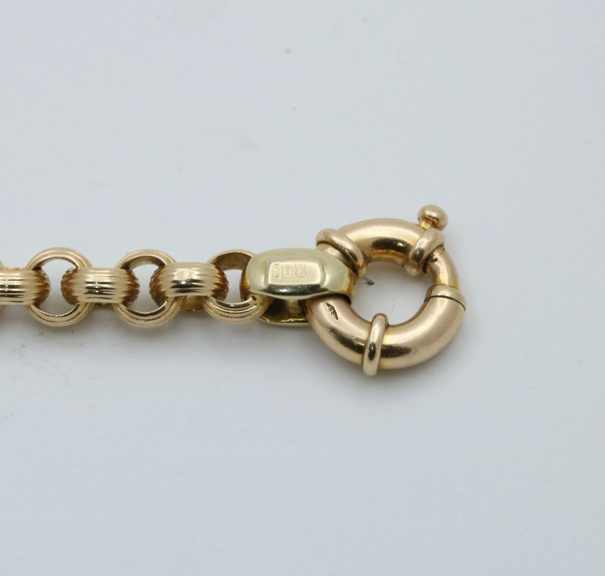 Vintage 14K Gold Textured Belcher Rolo Bracelet, 7.5” Long