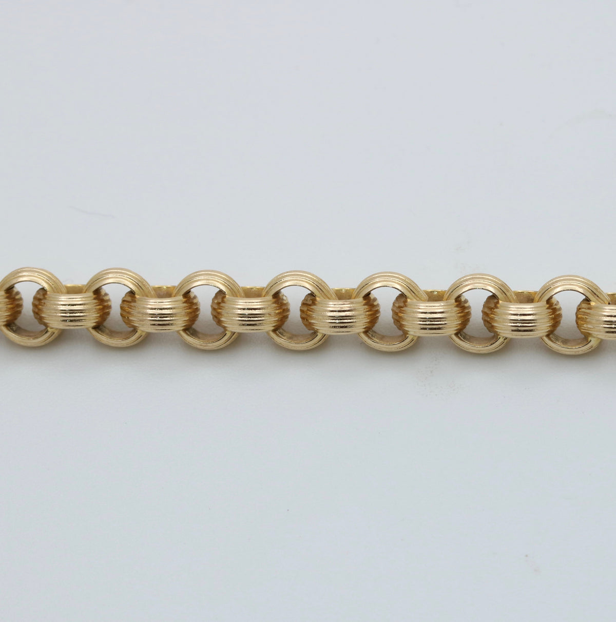 Vintage 14K Gold Textured Belcher Rolo Bracelet, 7.5” Long