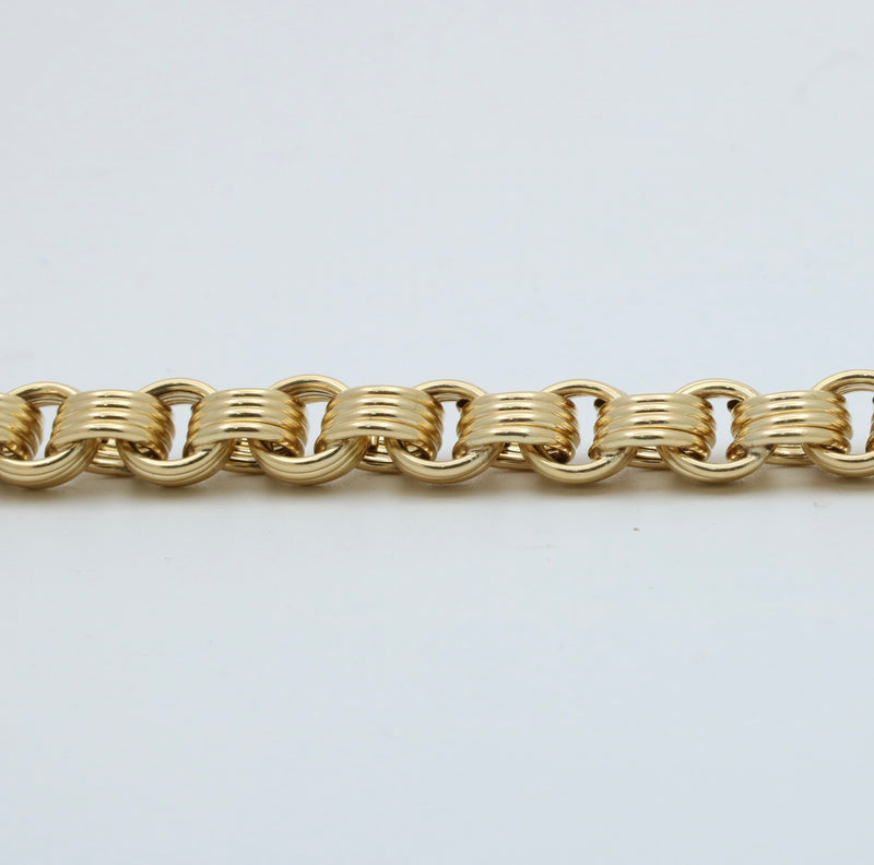 Vintage 14K Gold Russian Style Bracelet, 7" Long
