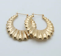 Large 14K Gold Vintage Shrimp Hoop Earrings