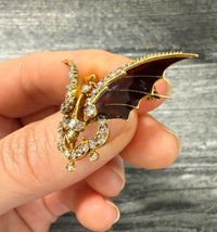 Art Nouveau Diamond and Enamel Winged Fob Pin