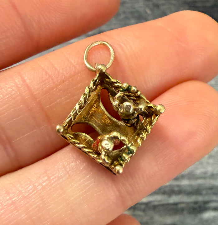 Vintage English Articulated 9K Gold Boxer Charm
