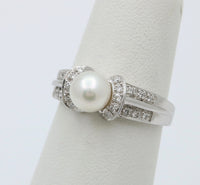 Cultured Pearl and Diamond 14K Gold Ring