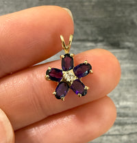 Amethyst and Diamond Flower Charm in 14K Gold