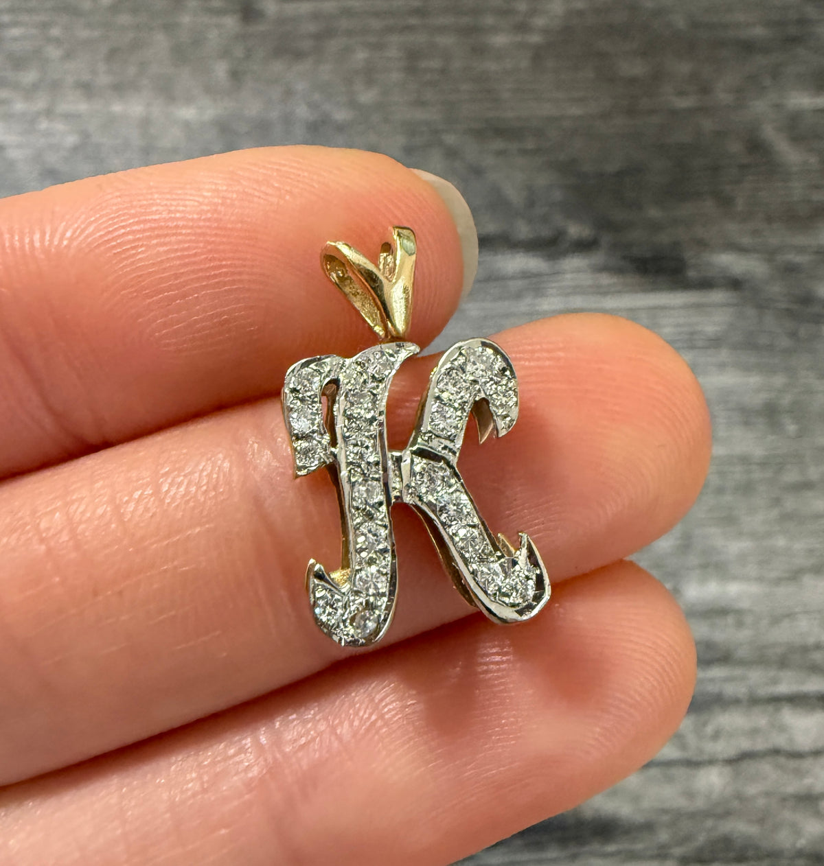 Diamond and 14K Gold Initial "K" Charm
