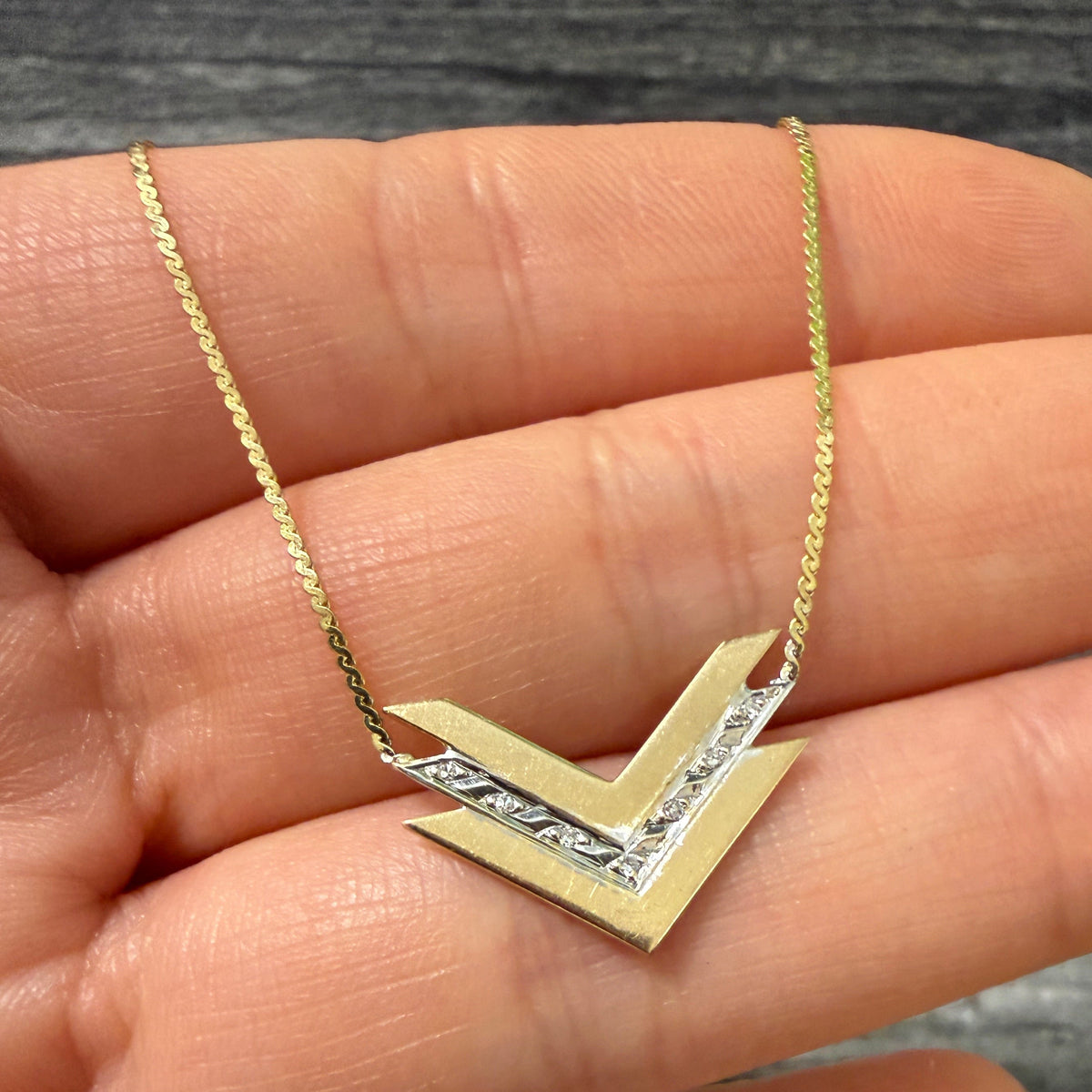 Diamond and 14K Gold "V" Necklace