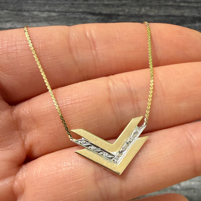 Diamond and 14K Gold "V" Necklace