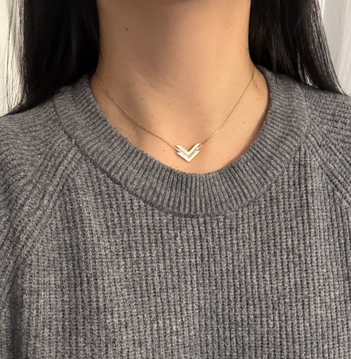 Diamond and 14K Gold "V" Necklace