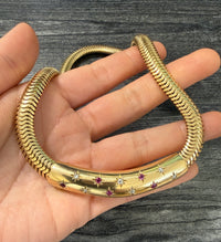 Retro Star Set Diamond and Ruby Snake Collar