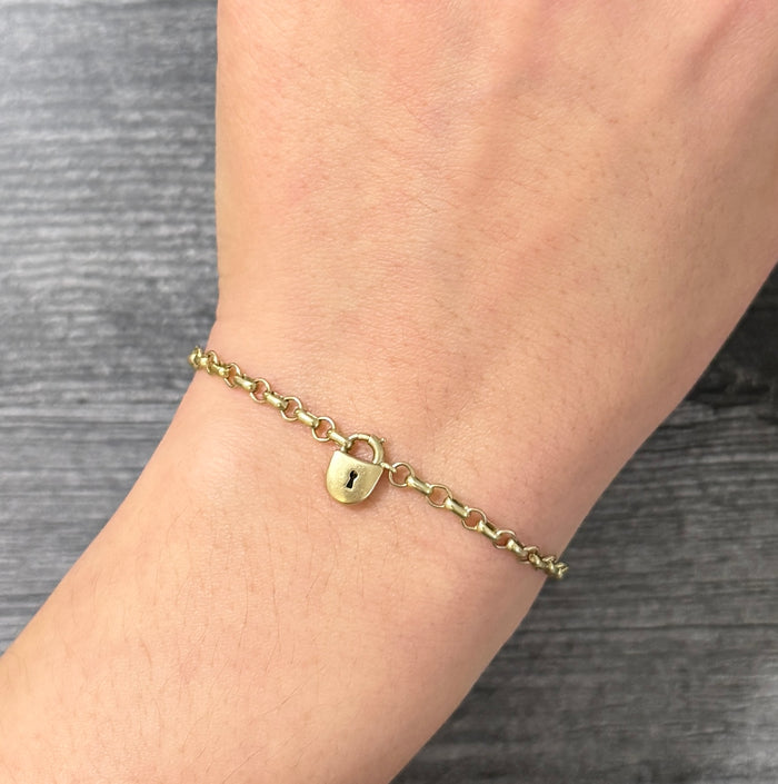 Larter and Sons Art Deco 14K Gold Open Link Padlock Bracelet