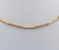 Art Deco 14K Gold Bar Link Watch Chain, 13.75” Long