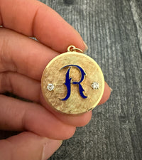 Vintage Enamel and Diamond Initial "R" Charm