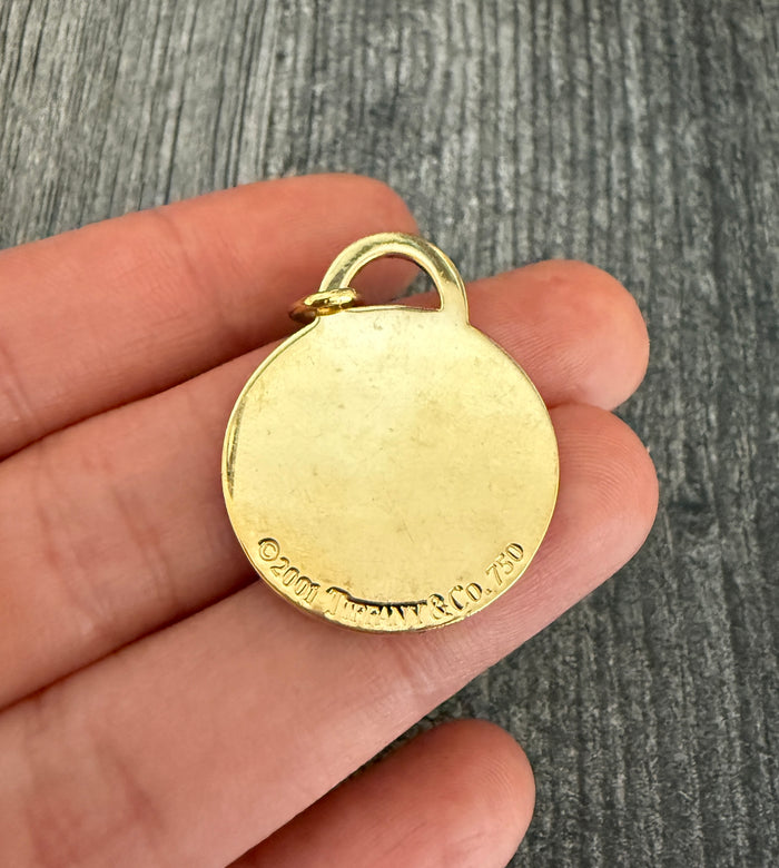 Vintage Tiffany & Co 18K Gold Round Tag Charm