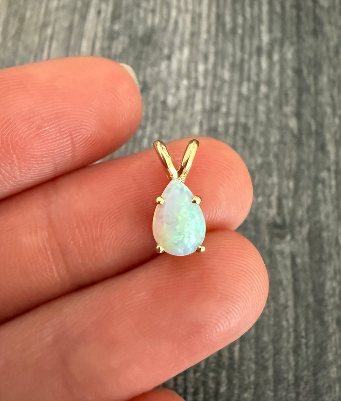 Pear-Shaped Opal Solitaire Charm